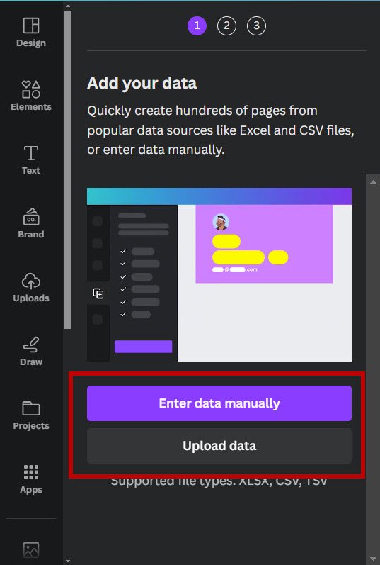 2 ways to upload data in Bulk Create CSV or Manual