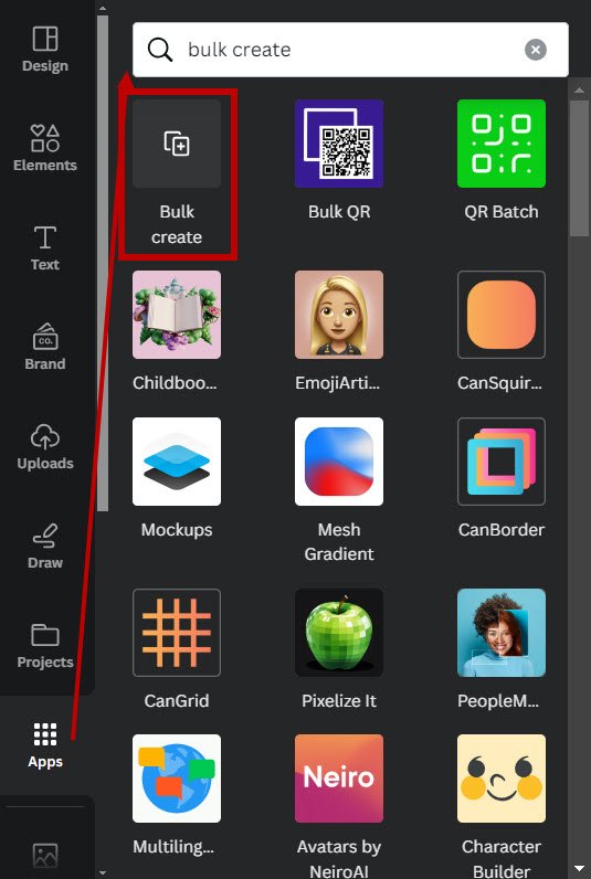 Access Bulk Create in Canva
