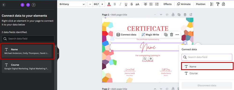 Connect data to Canva design elements