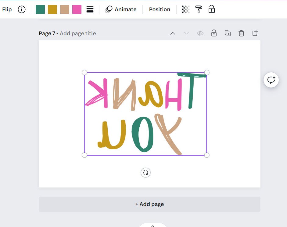 Flipping and rotating elements in Canva horizontal flip