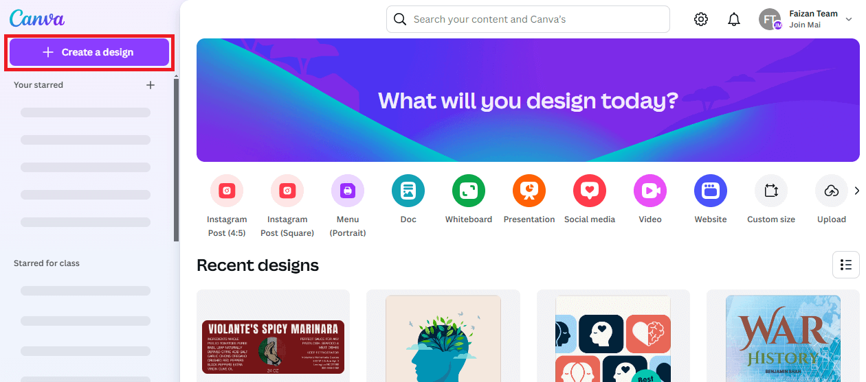 create a design in canva