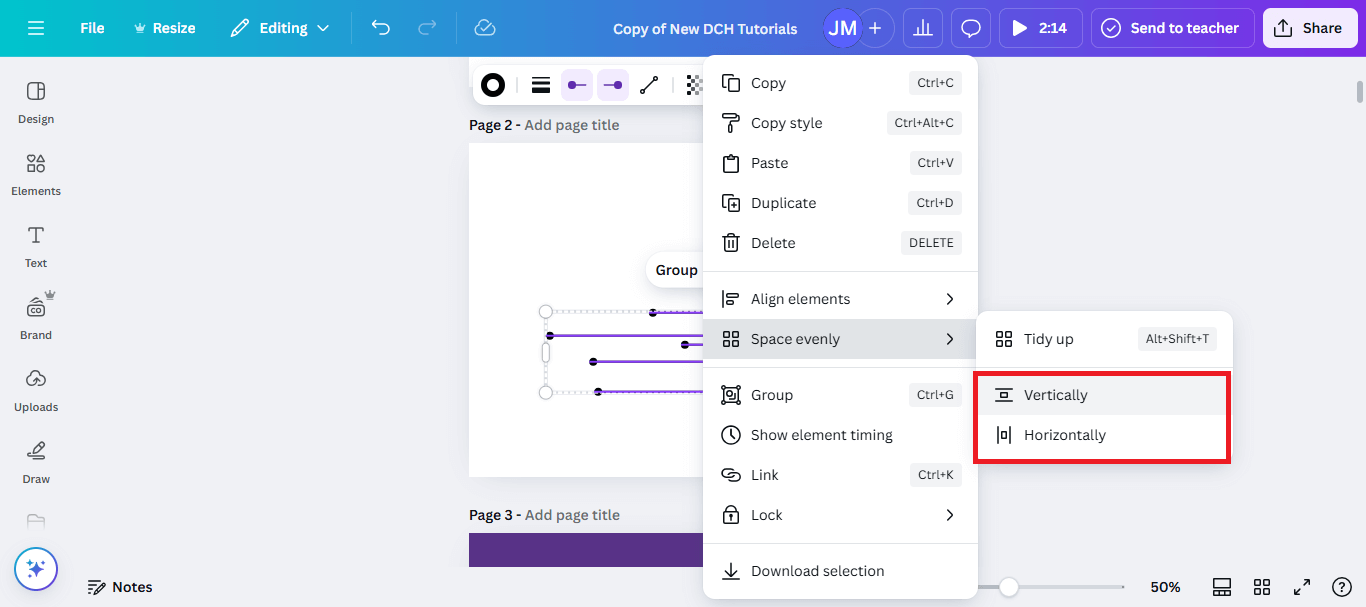 select the vertical and horizontal option